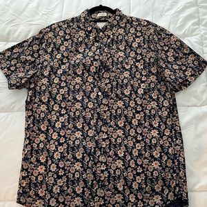 J CREW MEN Organic Cotton Floral Classic Stretch Short Sleeve Shirt, Size M